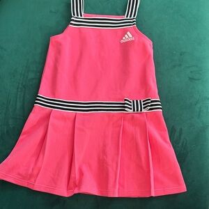 NWOT Adidas Vibrant Pink Dress with Black and White Stripes